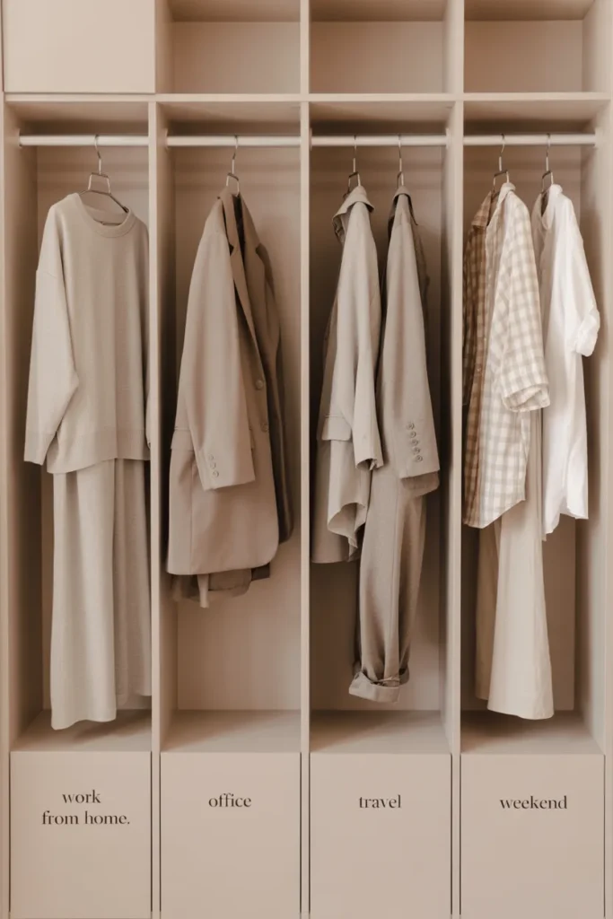 Capsule wardrobe outfit examples for different lifestyles including work from home and office