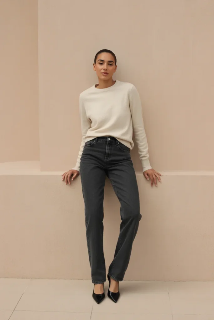Dark wash straight leg jeans outfit — must-have closet staples for women