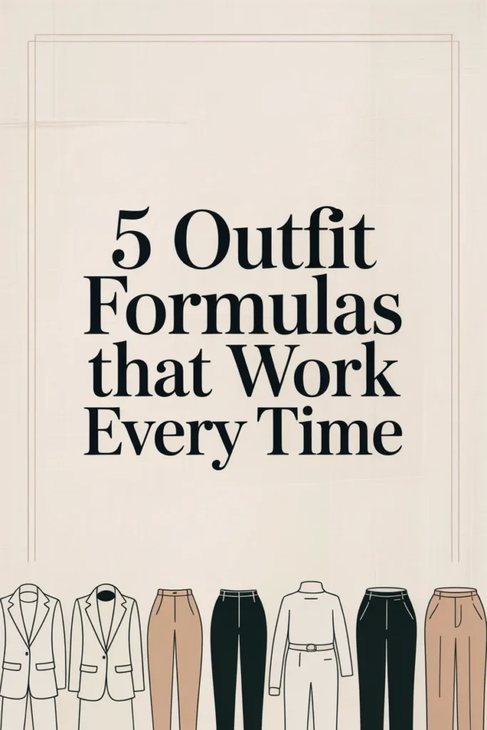  Pinterest pin graphic for 5 outfit formulas that work every time blog post.