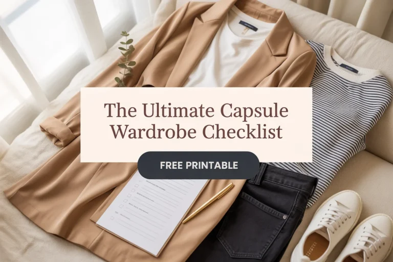 The Ultimate Capsule Wardrobe Checklist Free Printable — minimalist wardrobe planner for building a capsule closet