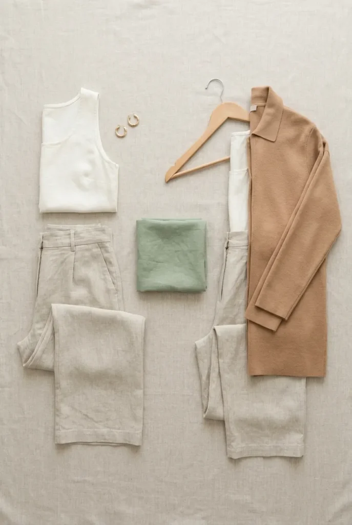 Day to night summer layering outfit comparison flat lay showing a tank look with and without a light overshirt