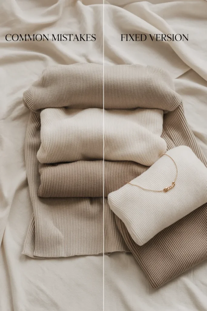 How to layer outfits common mistakes versus fixed layered looks with capsule wardrobe pieces