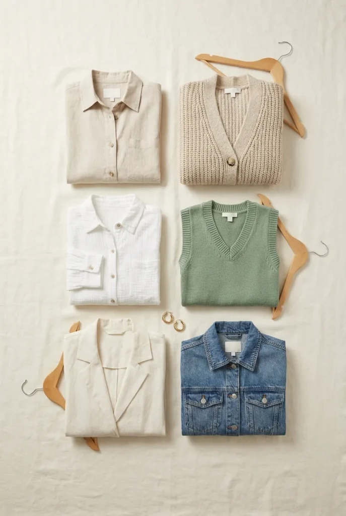 Summer layering outfit with a denim jacket over a slip dress and white sneakers for cool nights