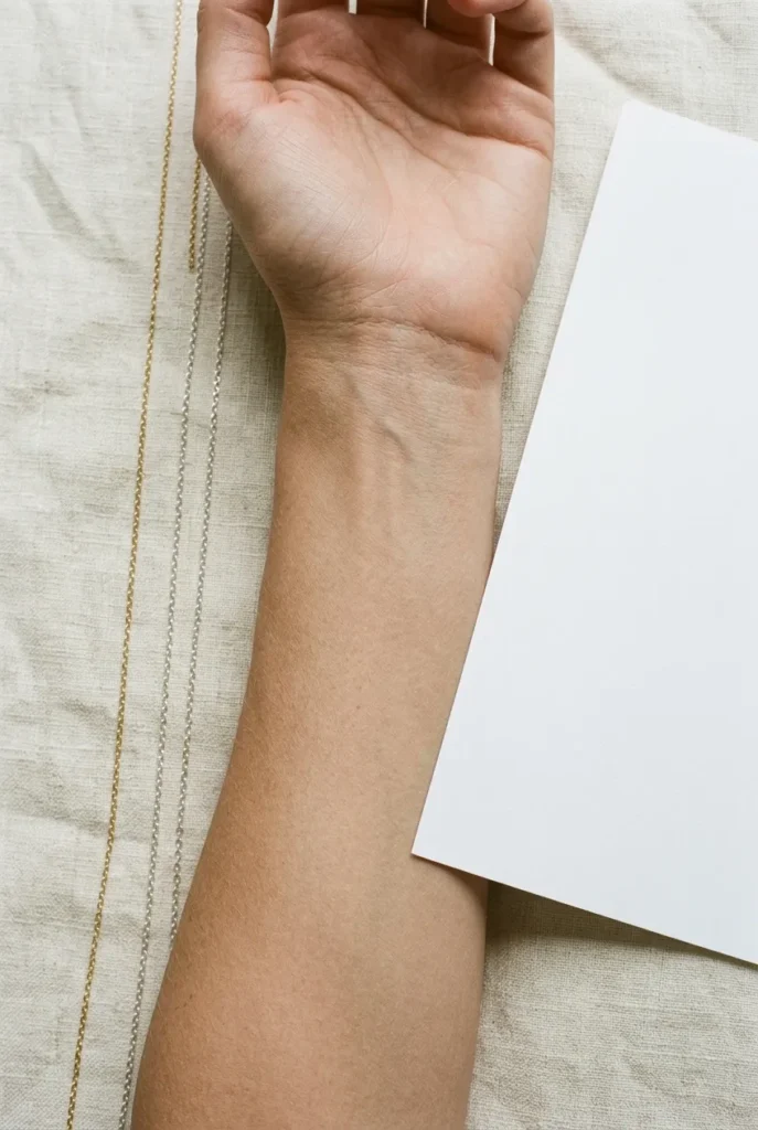 Vein test and paper test demo for picking colors for your skin tone