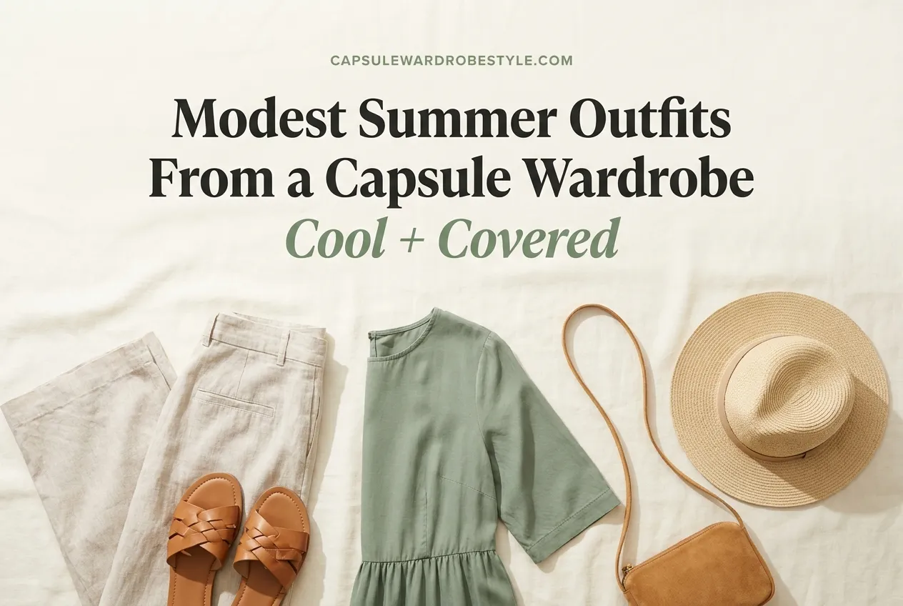 Modest Summer Outfits From a Capsule Wardrobe (Cool + Covered)