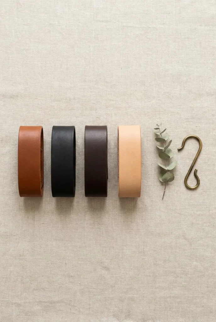 Cognac, black, espresso, and tan belt color swatches showing which belt color goes with everything.