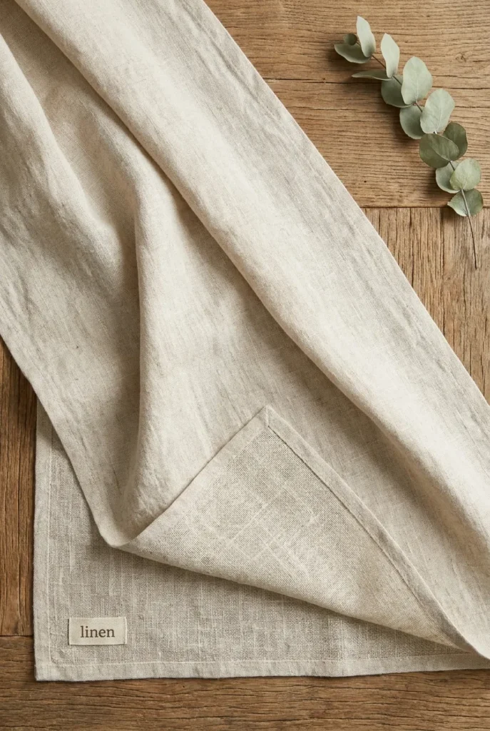 Natural oat linen fabric close-up showing open breathable weave for cool summer hot weather outfits women
