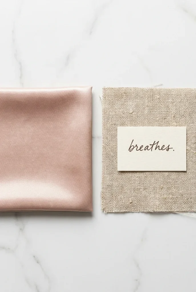 Polyester vs linen fabric swatch comparison showing breathable weave structure for cool summer outfits hot weather