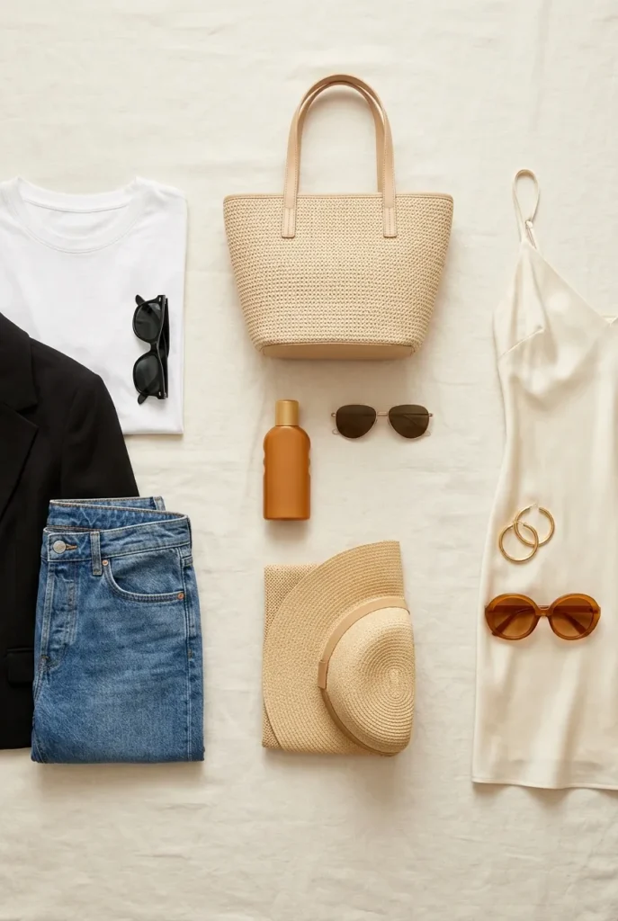 Three-pair capsule sunglasses styled with outfit anchors for everyday, polarized, and statement use.