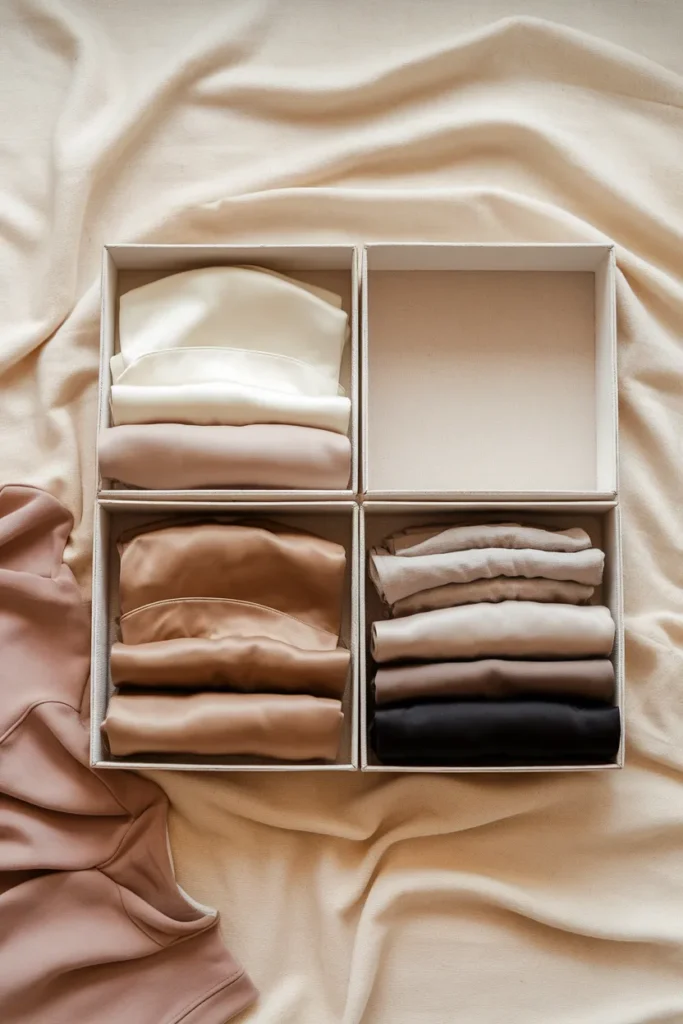 Capsule wardrobe grid with two empty cells showing the gaps to shop for