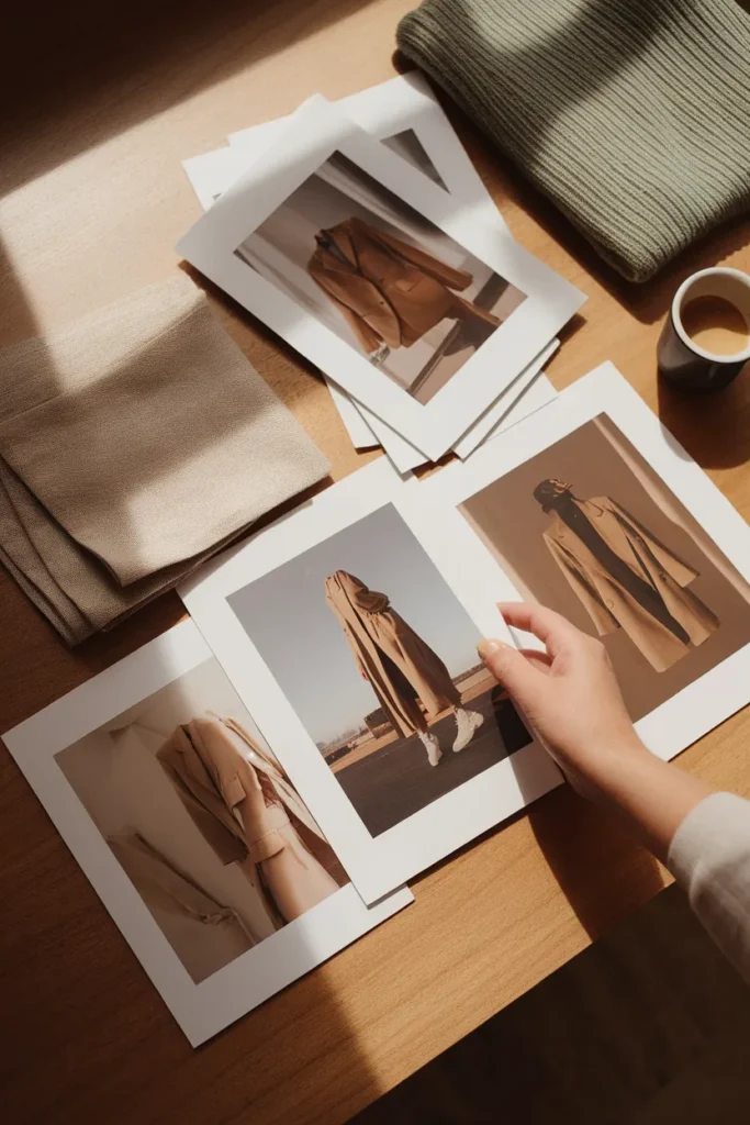 Editing a capsule wardrobe vision board by removing images that never became outfits
