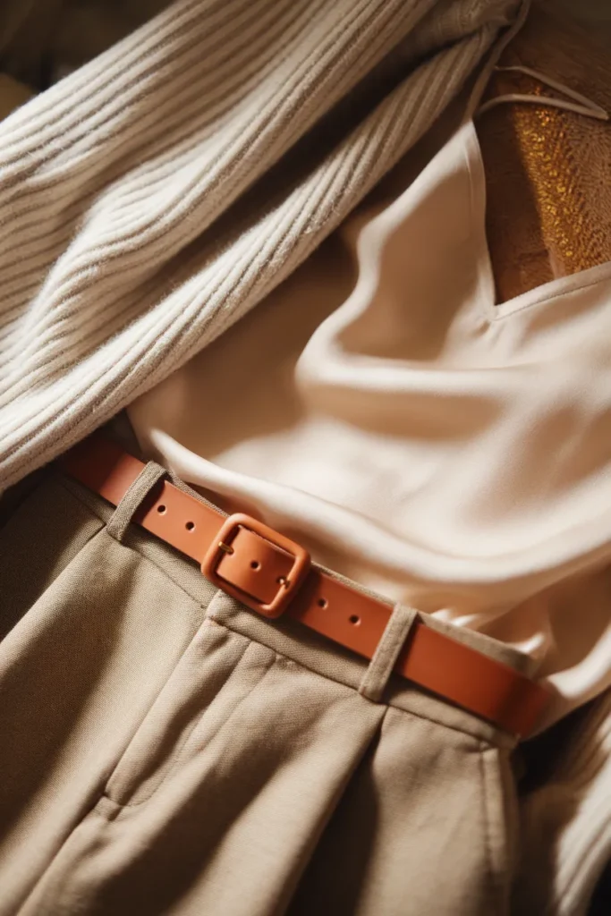 Layered neutral textures in cream knit, silk, leather, and linen. How to Pair Neutral Colors