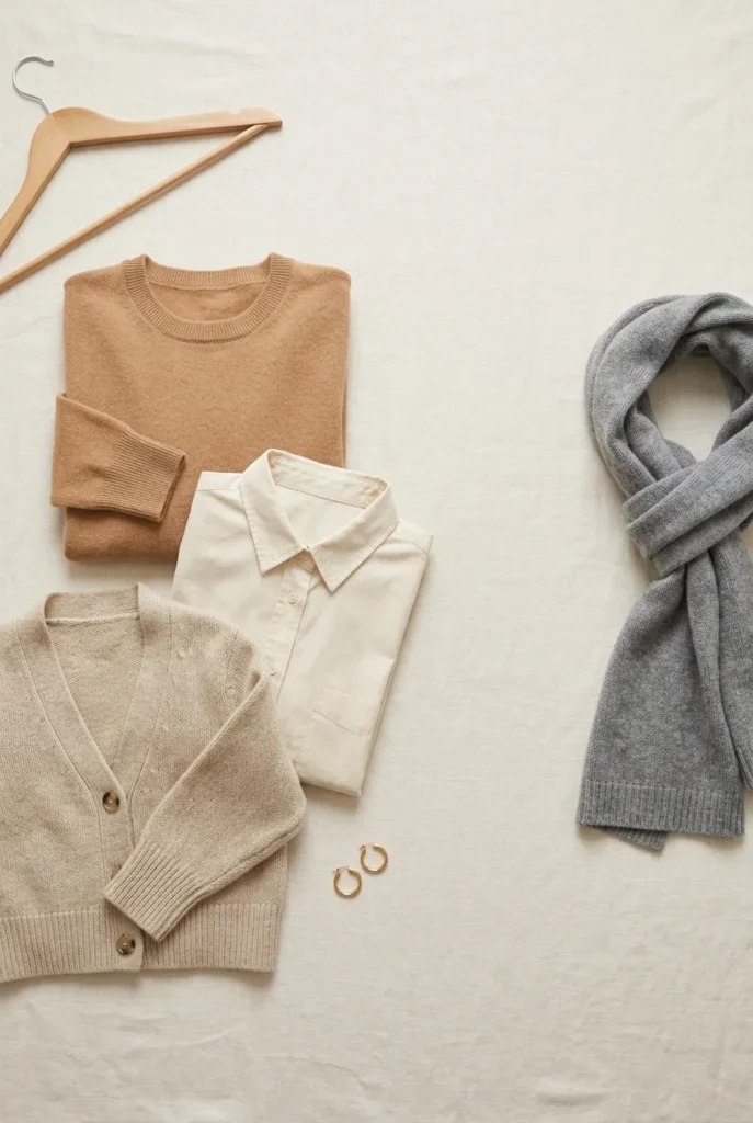 Warm camel and cream spring neutrals set apart from a clashing cool-gray piece.
