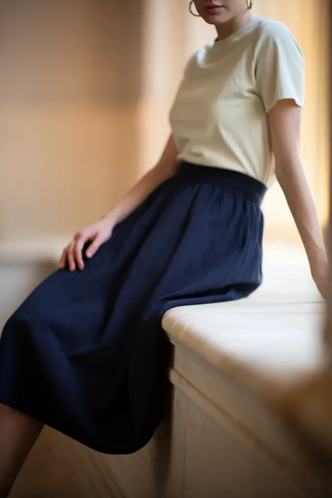 Flat knit waistband and tucked cotton tee, a comfortable Disneyland fit for a long walking day